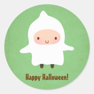 Süßer Geistjunge nicht so gruselige Halloween Runder Aufkleber