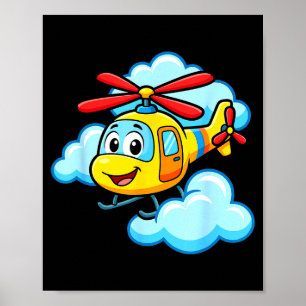 Süßer gelber Cartoon-Hubschrauber lustiger Chopper Poster