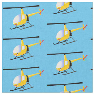 Süßer gelber glücklicher Cartoon-Hubschrauber Stoff