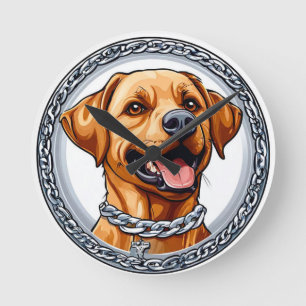 Süßer gelber Labradorhund Runde Wanduhr