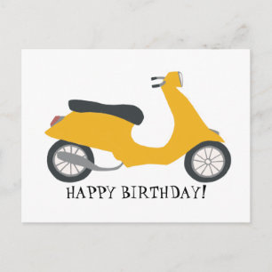 Süßer gelber Roller HAPPY BIRTHDAY CUSTOM Postkarte