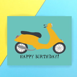 Süßer gelber Roller HAPPY BIRTHDAY INDIVIDUELL Postkarte