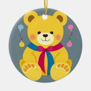 Süßer gelber Teddybär Keramik Ornament
