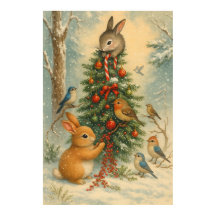 Süßer gemütlicher Wald-Weihnachts-Hase festlich