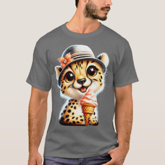 Süßer Gepard Leopard Eiscreme Sommer Stimmung 4 T-Shirt