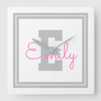 Süßer gerahmter Name & Monogramm | Hellgrau & Rosa