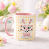 Süßer Gingham-Hase mit rosa Herzbrille
