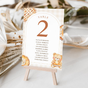 Süßer Gingham-Teddybär-Herbst-Babyshower Tischnummer