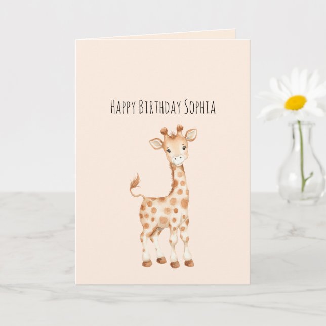 Süßer Giraffen-Geburtstag Karte (Kleine Pflanze)