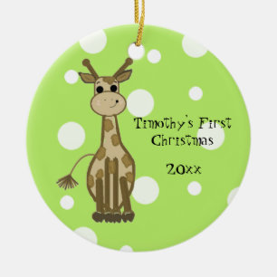 Süßer Giraffenbaby zum ersten Weihnachten Keramikornament