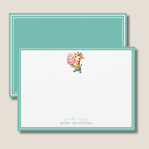Süßer Giraffenjunge mit Zuckerwatte Baby Shower Mitteilungskarte