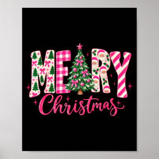 Süßer, girlihafter, koketter rosa Weihnachtsbaum f Poster