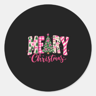 Süßer, girlihafter, koketter rosa Weihnachtsbaum f Runder Aufkleber