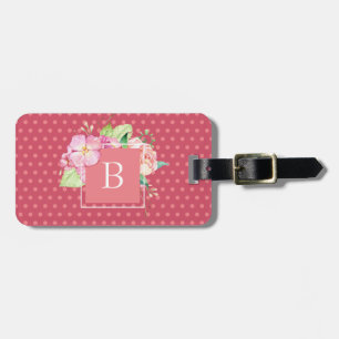 Süßer, girly-chicer, rosa, floraler Anfangsbuchsta Gepäckanhänger