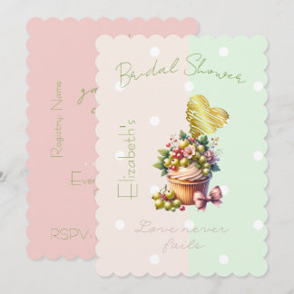 Süßer Glaube Pastell-Cupcake Beere Florales Band H Einladung