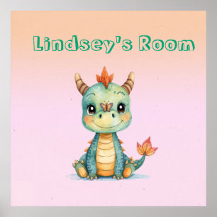 Süßer glücklicher Baby-Drache Poster