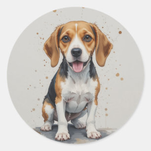 Süßer glücklicher Beagle-Haustier Runder Aufkleber