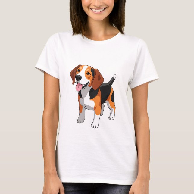 Süßer glücklicher Beagle-Hund T-Shirt (Vorderseite)