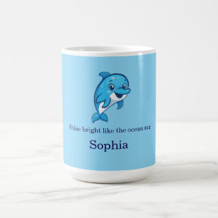 Süßer glücklicher blauer Delfin Cartoon-Meereskrea Kaffeetasse