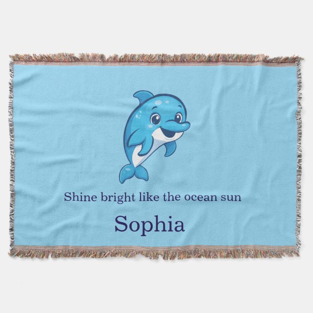 Süßer glücklicher blauer Delfin Cartoon Meerestier Decke (Vorderseite)