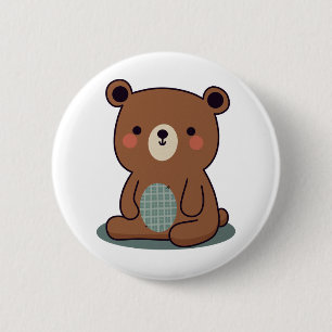 Süßer glücklicher brauner Teddybär  Button