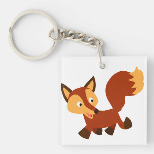 Süßer glücklicher Cartoon-Fuchs Acryl-Schlüsselanh Schlüsselanhänger