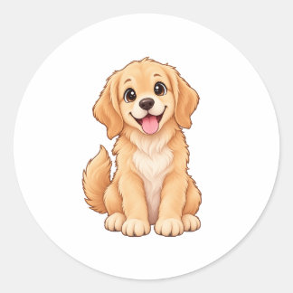 Süßer glücklicher Golden Retriever – Kawaii Hunde Runder Aufkleber