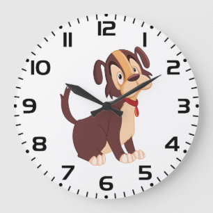Süßer glücklicher Hund, brauner Welpe sitzend Große Wanduhr