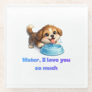 Süßer glücklicher Hund Wasserliebhaber Inspirieren Glasuntersetzer