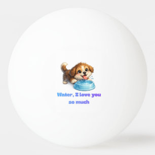 Süßer glücklicher Hund Wasserliebhaber Inspirieren Tischtennisball