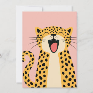 Süßer glücklicher lächelnder wilder Leopard Cartoo Feiertagskarte