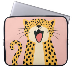 Süßer glücklicher lächelnder wilder Leopard Cartoo Laptopschutzhülle