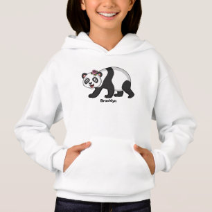Süßer glücklicher Panda-Bär mit Blumen-Cartoon Hoodie