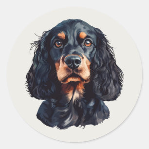 Süßer glücklicher schwarzer Cocker Spaniel Haustie Runder Aufkleber