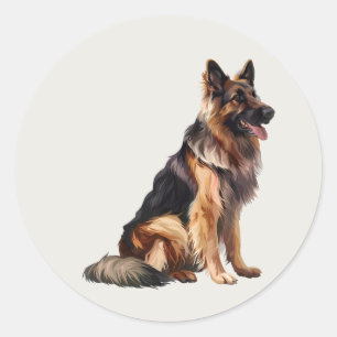 Süßer glücklicher schwarzer deutscher Schäferhund- Runder Aufkleber