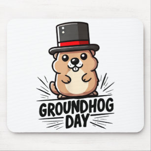 Süßer glücklicher Tag des Murmeltieres 2. Februar Mousepad