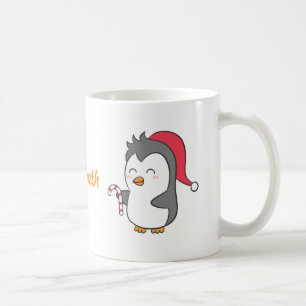 Süßer glücklicher Weihnachtspinguin-Zuckerstange f Kaffeetasse