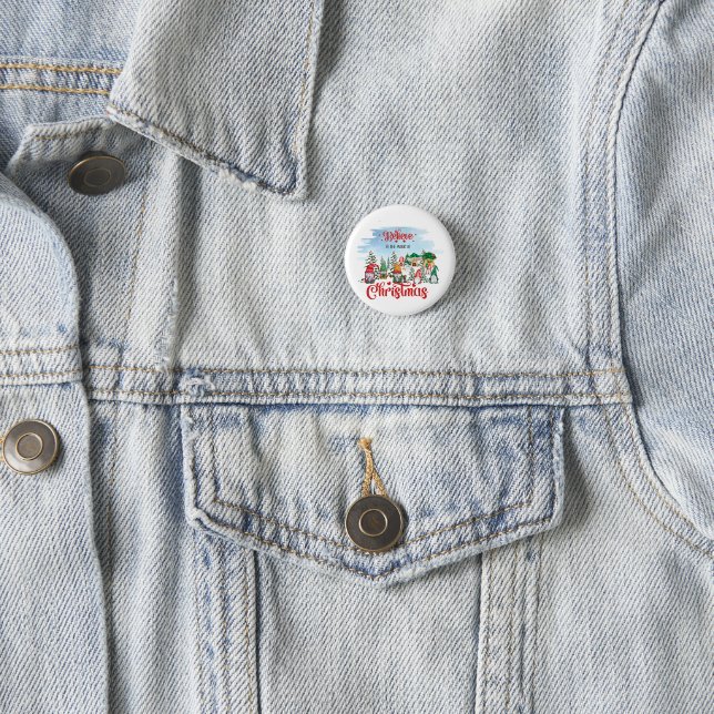 Süßer Gnom feiert Weihnachtsfeiertage Button (Beispiel)