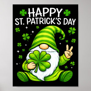 Süßer Gnom Glückskleeblatt frohen St. Patricks Tag Poster