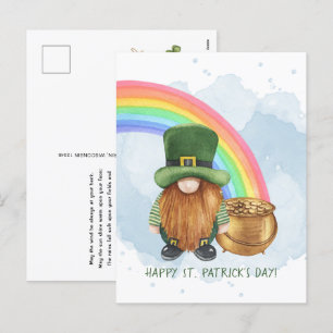 Süßer Gnom Goldtopf Custom St. Patrick's Day Feiertagspostkarte