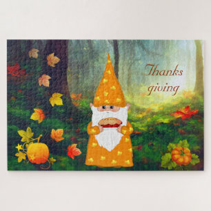 Süßer Gnom, Kürbisse & Herbstlaub Erntedankfest Puzzle