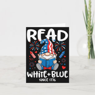Süßer Gnom liest Weiß Blau Unabhängigkeitstag Karte