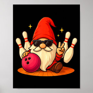 Süßer Gnom mit Sonnenbrille Gnom spielt Bowling Mä Poster
