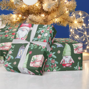 Süßer Gnom Weihnachtsbaum Feiertagsmuster Geschenk Geschenkpapier
