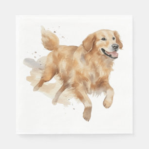 Süßer Golden Retriever Aquarell Welpe Hund Serviette