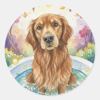 Süßer Golden-Retriever-Aufkleber Runder Aufkleber