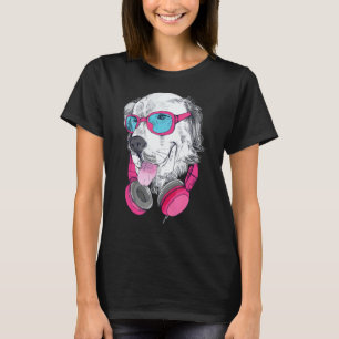 Süßer Golden Retriever Hip-Hund mit Sonnenbrille u T-Shirt