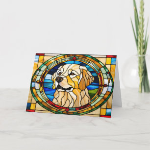 Süßer Golden Retriever in Buntglas Karte