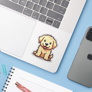 Süßer Golden Retriever Welpe – Chibi Stil Aufkleber