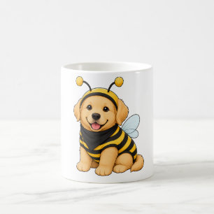 Süßer Golden Retriever Welpe in Bienenkostüm Tasse